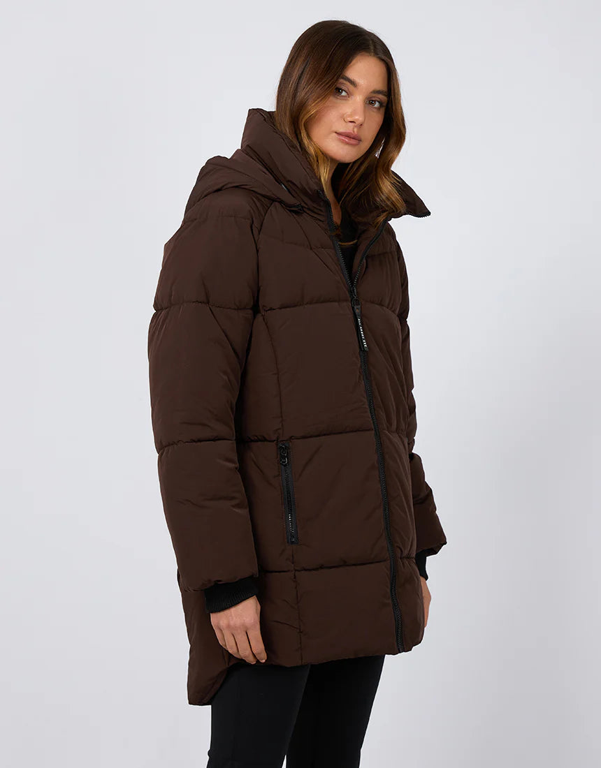 Remi Luxe Midi Puffer Brown