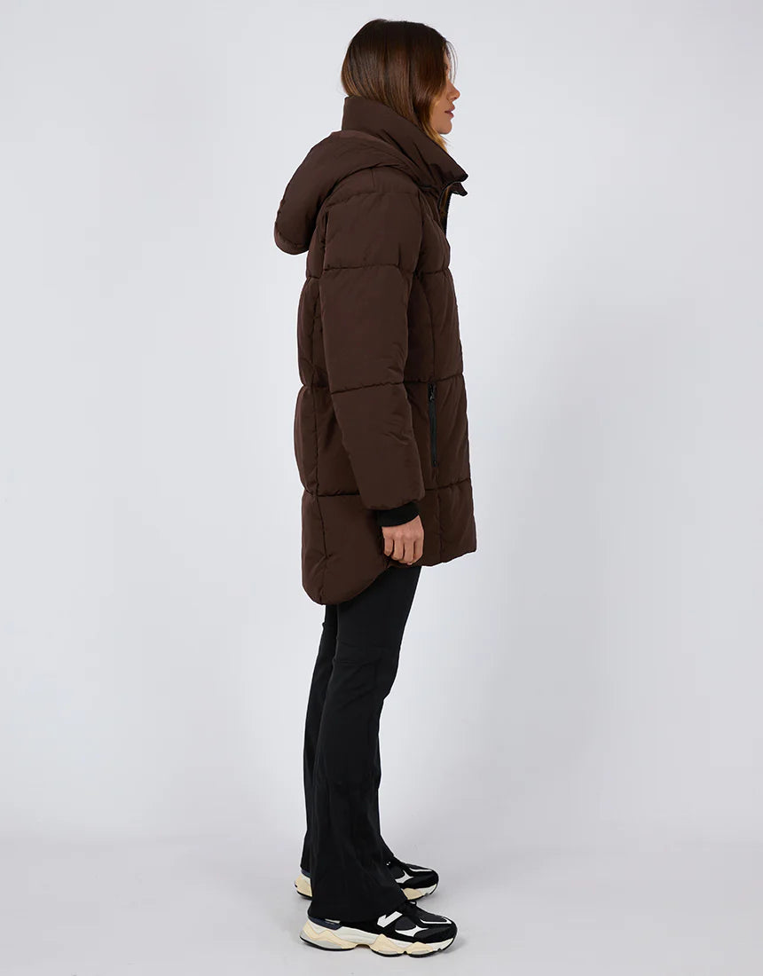 Remi Luxe Midi Puffer Brown