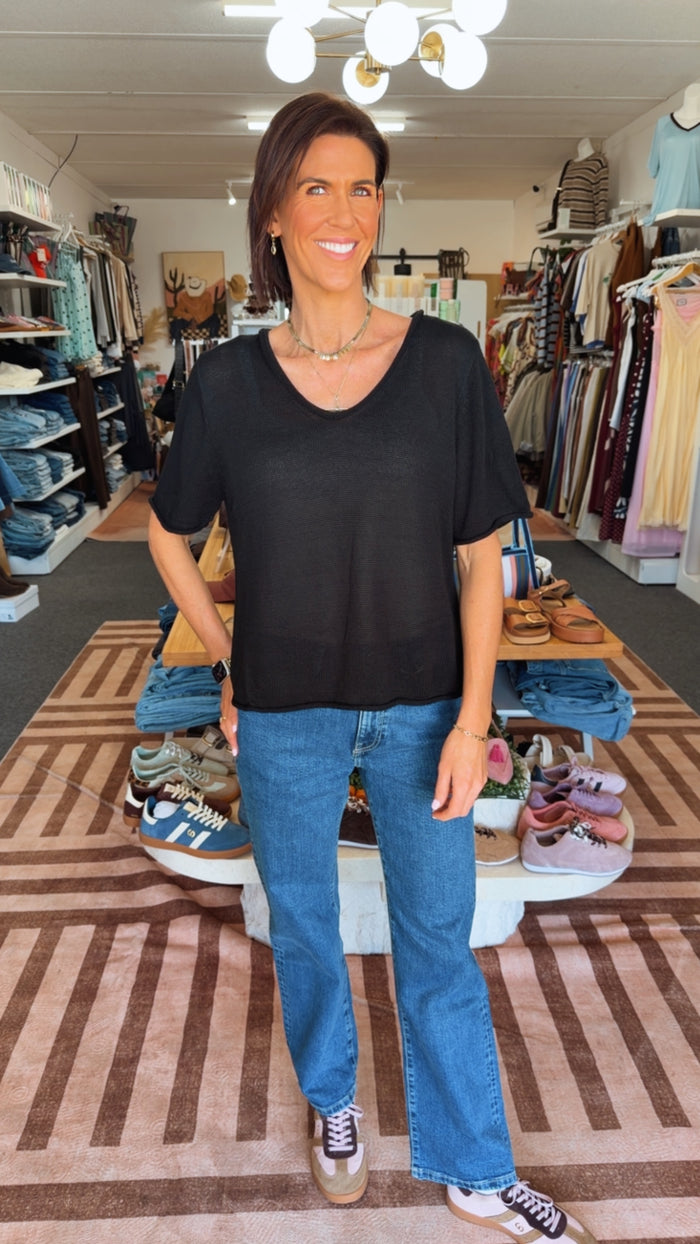 Scoop Neck Spring Tee - Black