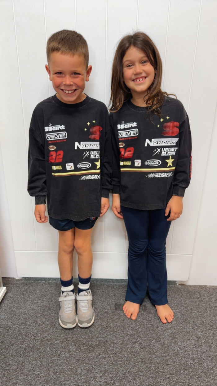 Ssaint Kids/Youth Moto Tee - Washed Black