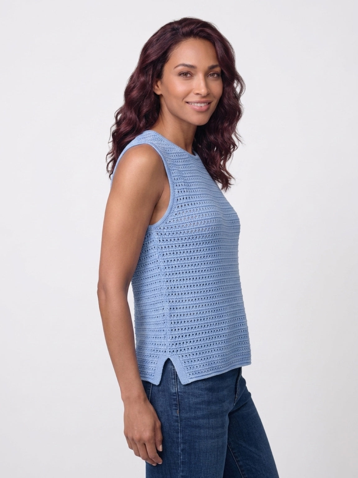 Ceres Life | Margot Mesh Knit Tank - Sky Blue