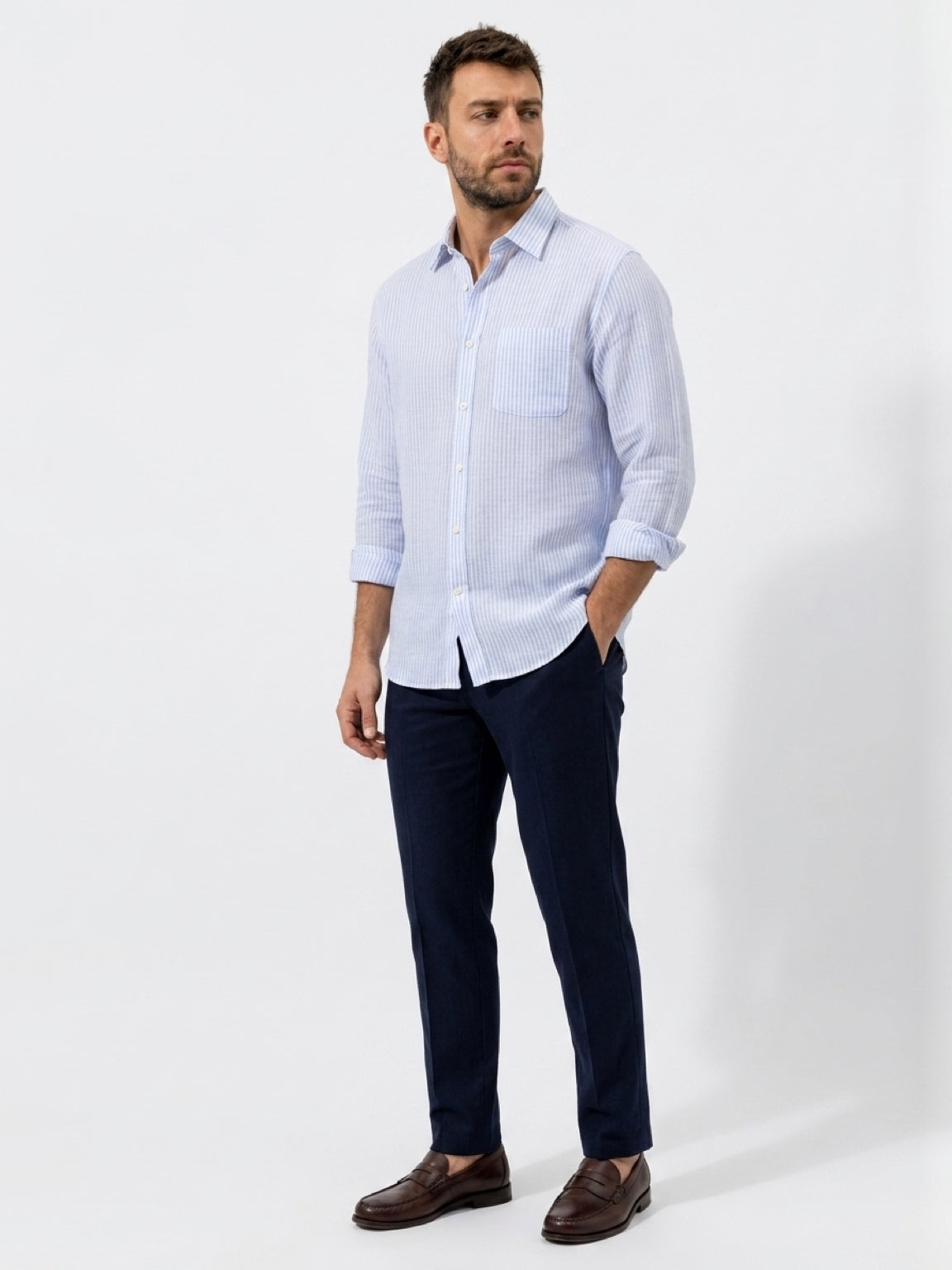 Stripe Shirt - Blue & White Stripe