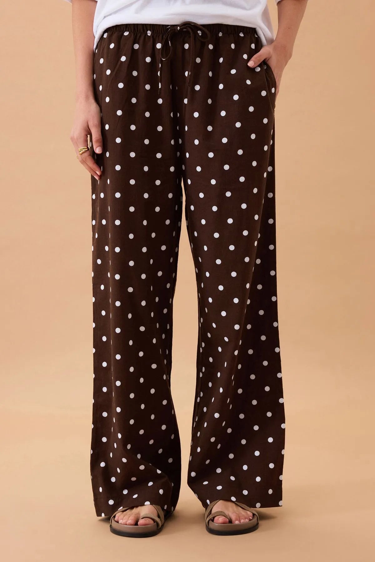 Resort Pant - Choc Polka Dot