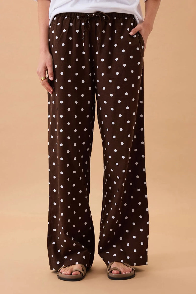 Resort Pant - Choc Polka Dot