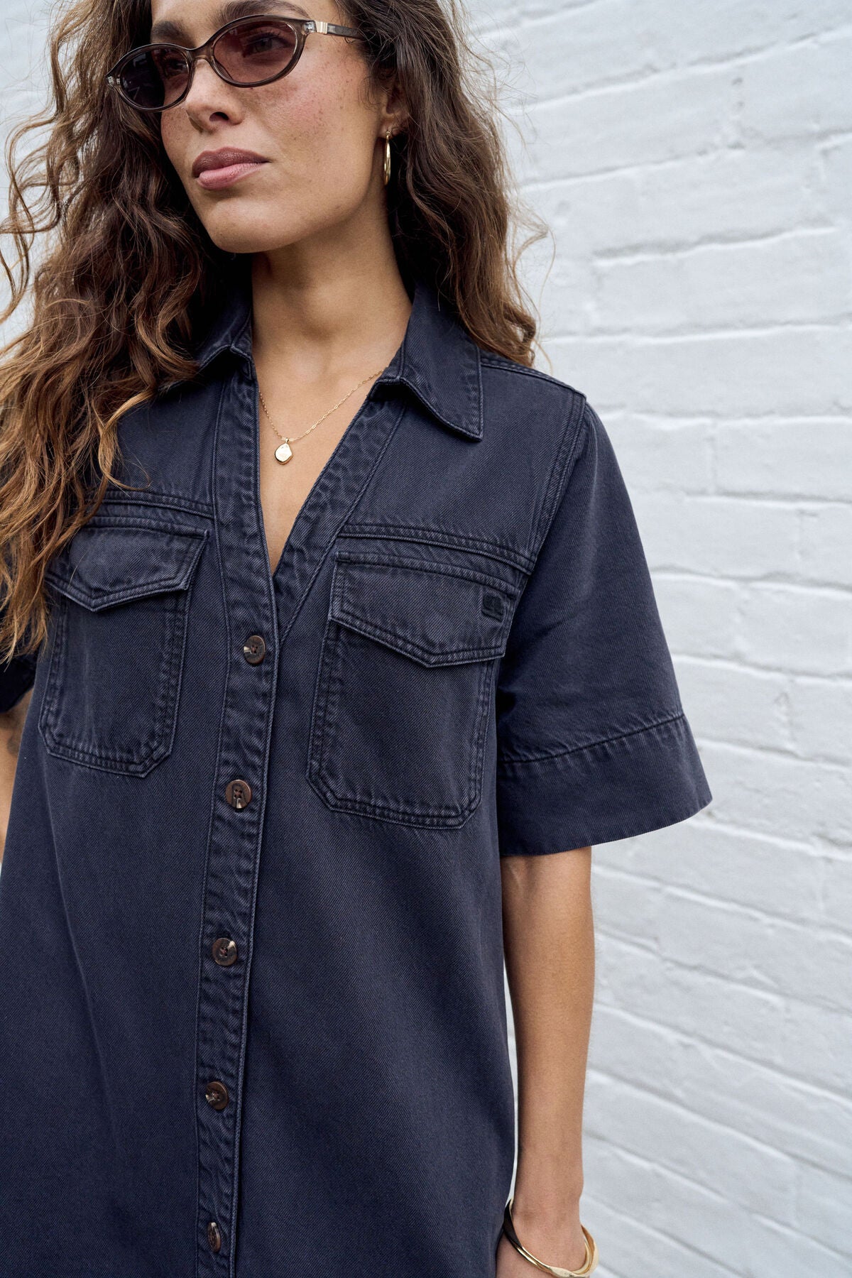 Bonnie Relaxed Shirt Dress - Washed Black