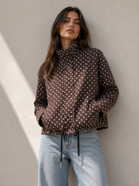 Mila Polka Dot Spray Jacket – Chocolate