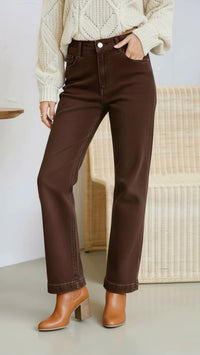 Stretch Straight Leg Jeans - Chocolate