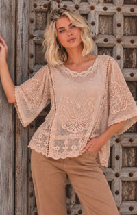 Butterfly Lace Top - Blush