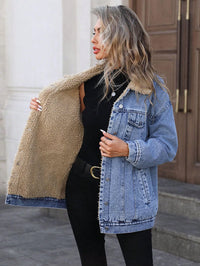 Fur Lined Boyfriend Denim Jacket