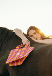 The Sunchaser Mini Tote | Pink Orange Purple Stripe