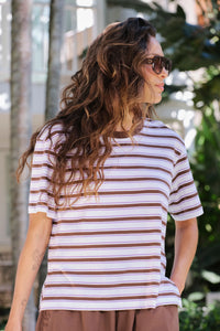 Stevie Slouchy Tee -Brunette Orchid Stripe