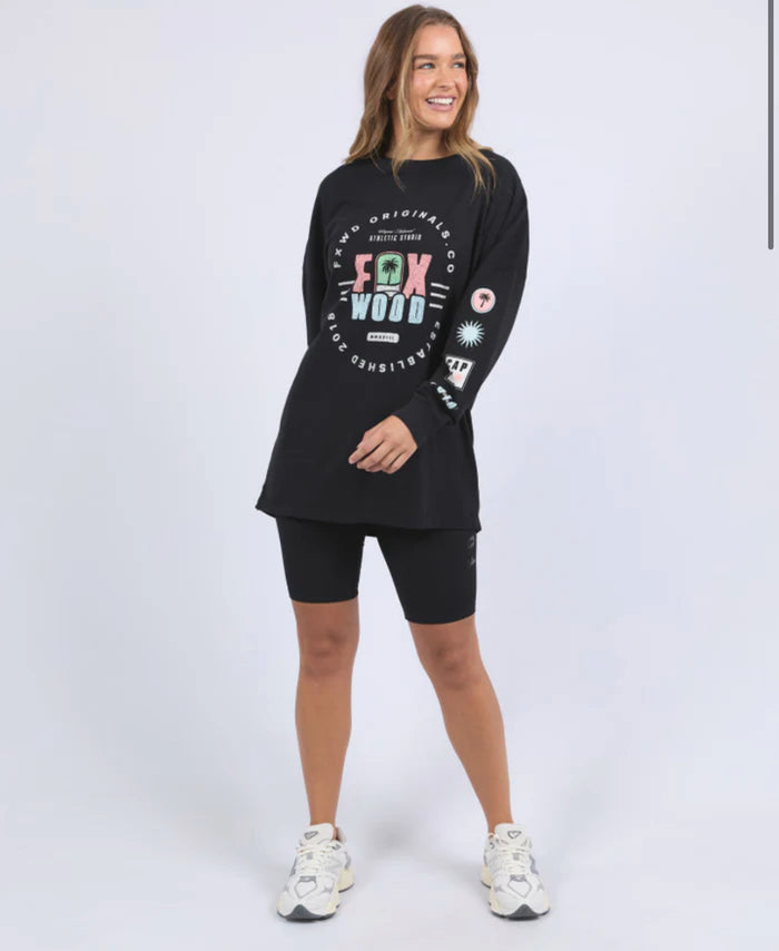 Vibes Long Sleeve Tee Shirt - Washed Black