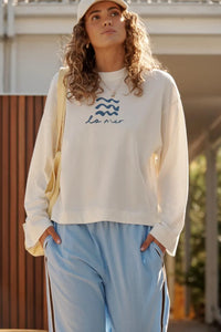 Beau Long Sleeve Slouchy Tee - Shell/La Mer