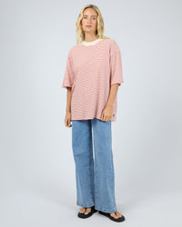 Kya Oversized Stripe Tee - Red