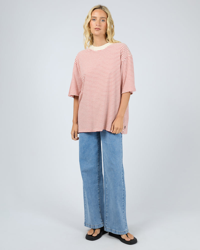 Kya Oversized Stripe Tee - Red