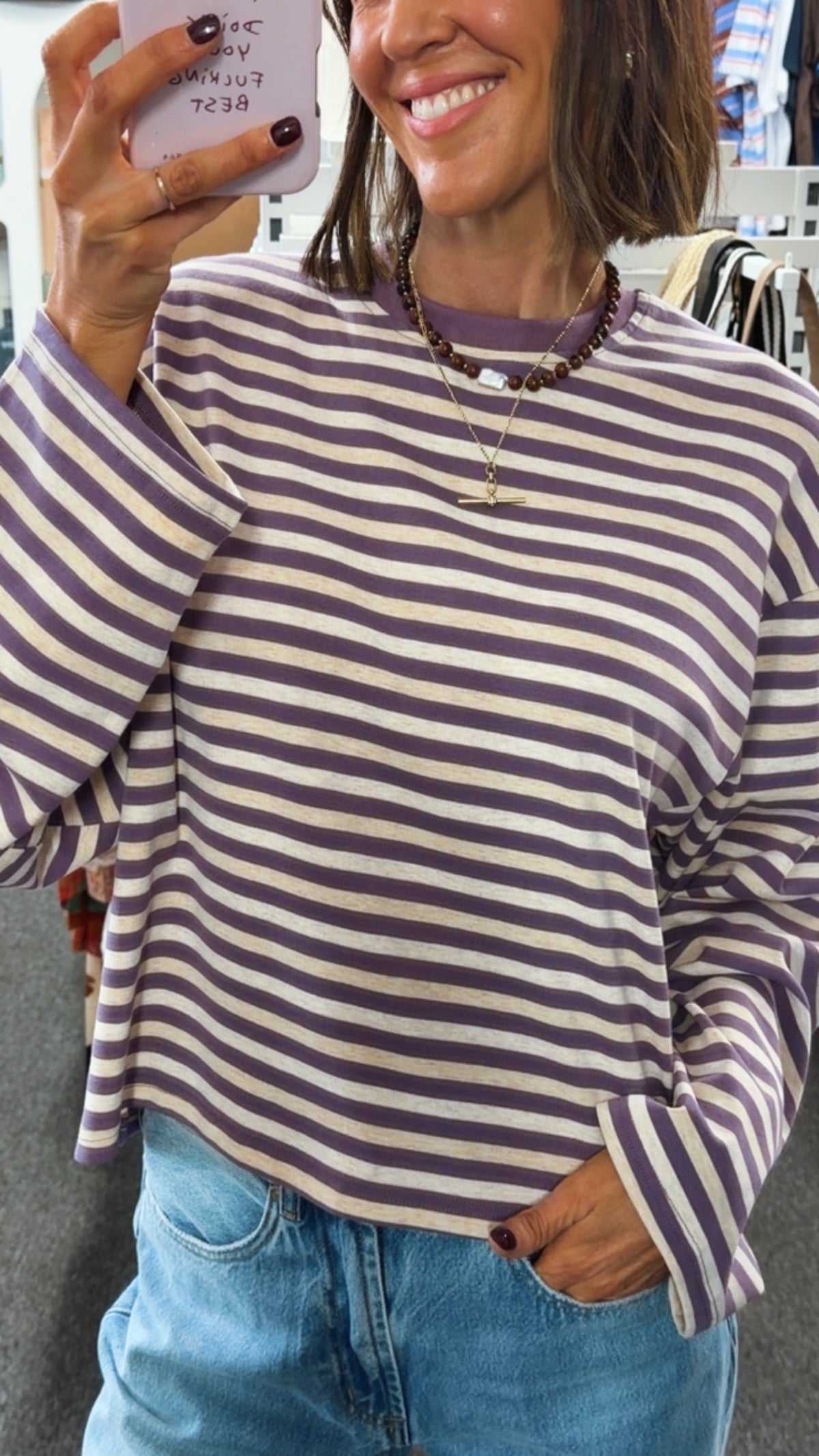 Stevie Stripe Top - Plum Lilac