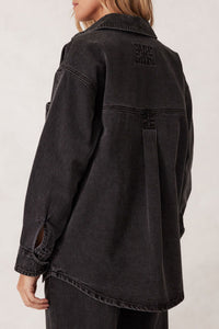 Bobbi Side Pocket Denim Shacket - Washed Black