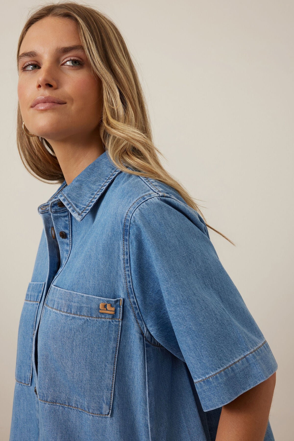 Milly Short Sleeve Mini Dress - Vintage Blue