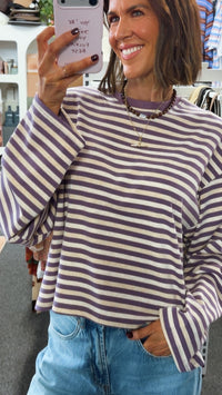 Stevie Stripe Top - Plum Lilac