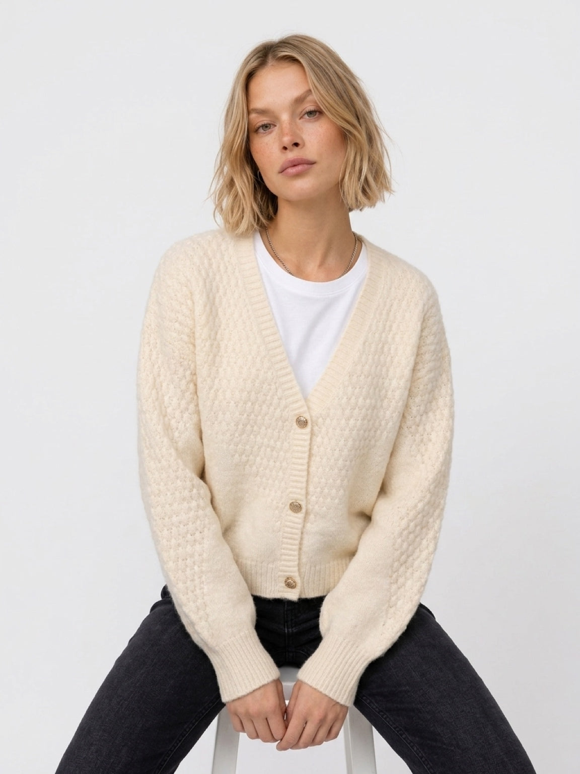 Shell Cashmere Cardigan - Cream