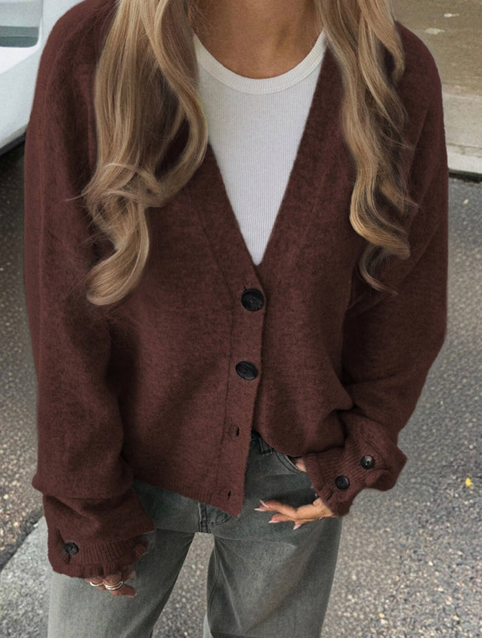 Chocolate Button Cuff Cardi