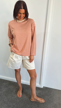 Peach/Beige Stripe Long Sleeve