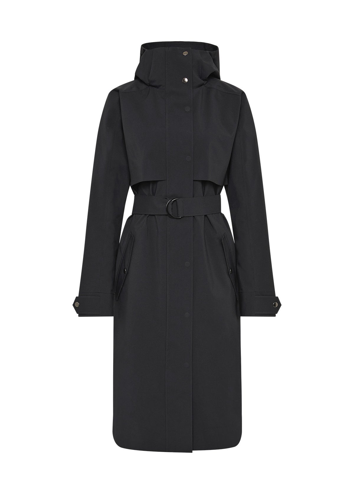James Hooded Trench Coat - Black