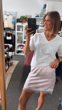 Pink Satin Lace Skirt