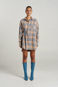 Pip Shirt Dress - Aperol Check