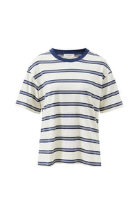 Stevie Slouchy Tee Milk/Heritage Navy Stripe