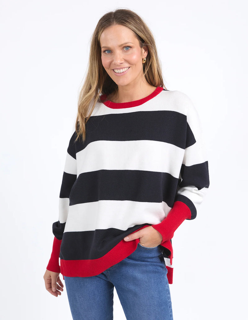 Elvie Stripe Knit - Navy/White/Poppy
