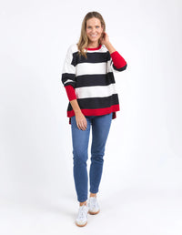 Elvie Stripe Knit - Navy/White/Poppy