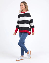 Elvie Stripe Knit - Navy/White/Poppy