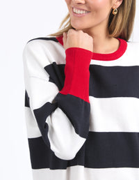 Elvie Stripe Knit - Navy/White/Poppy