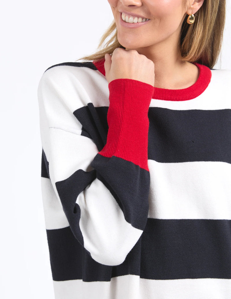 Elvie Stripe Knit - Navy/White/Poppy