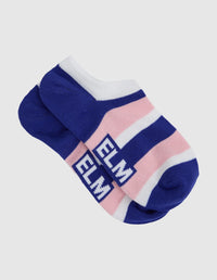 Two Pack No Show Socks Ribbon - Col Block Pink/Strip