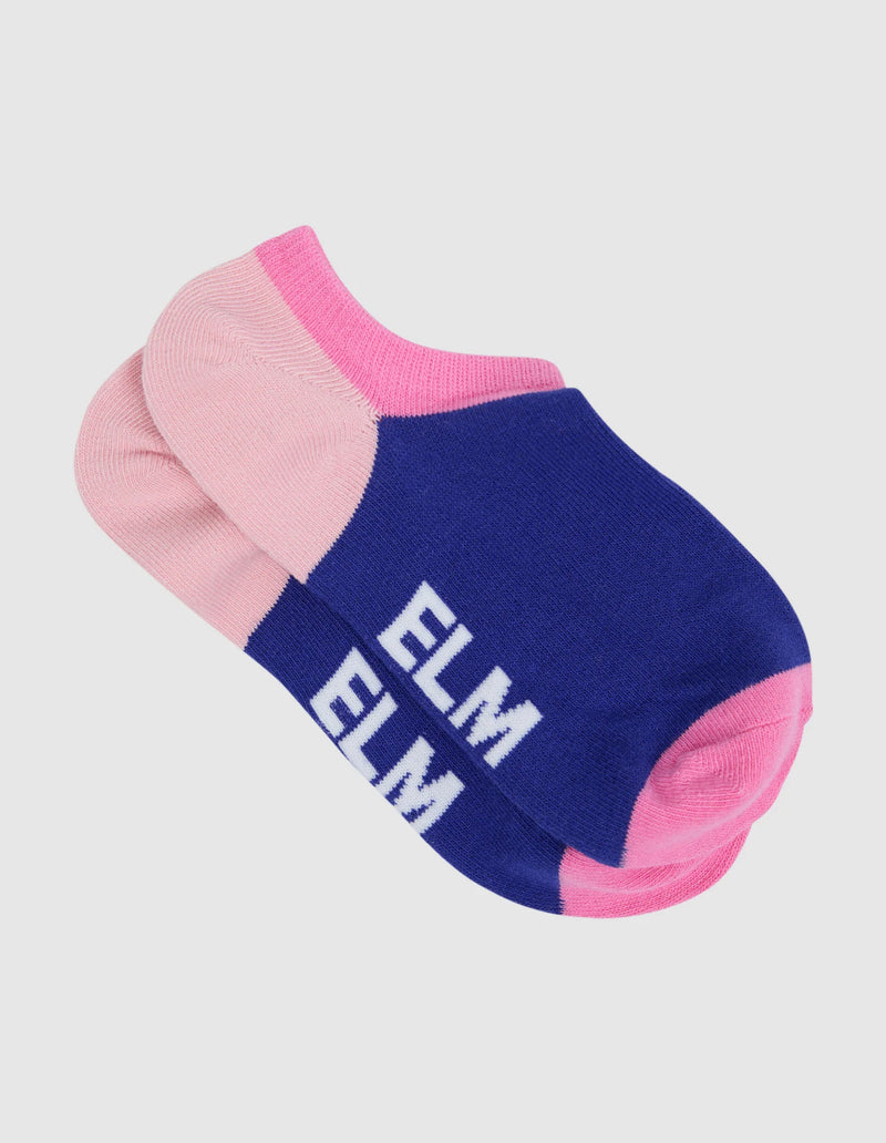Two Pack No Show Socks Ribbon - Col Block Pink/Strip