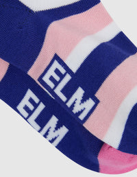 Two Pack No Show Socks Ribbon - Col Block Pink/Strip
