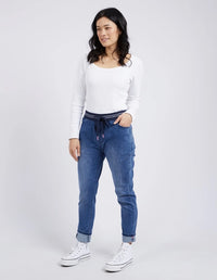 Melody Denim Jogger - Dusty Blue