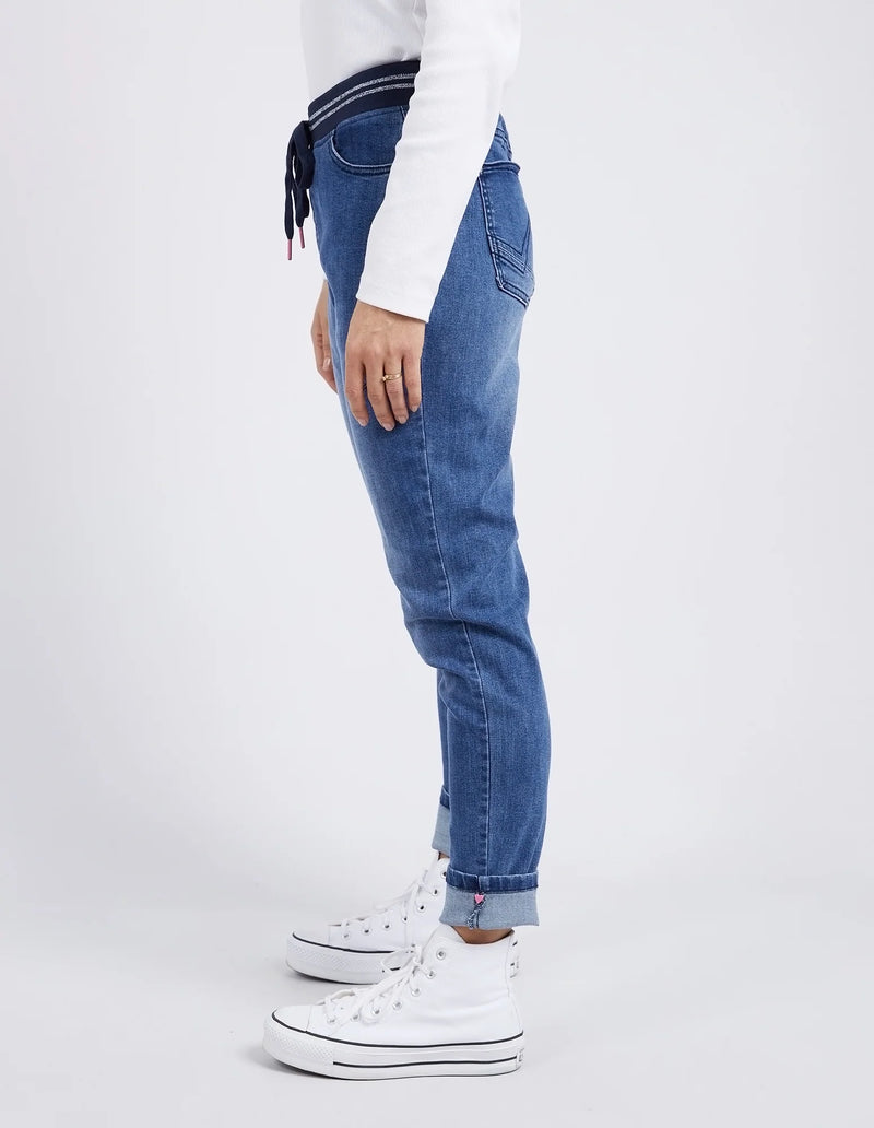 Melody Denim Jogger - Dusty Blue