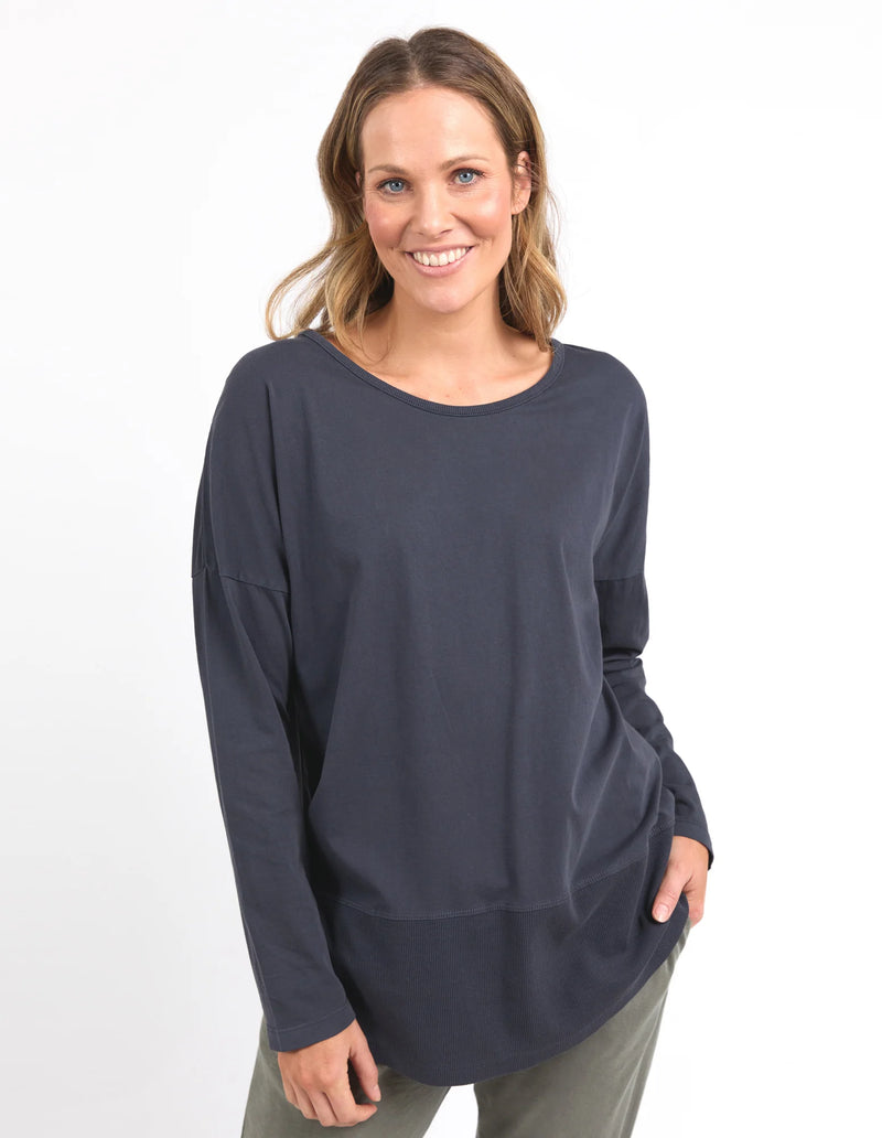 Rib Long Sleeve Tee - Navy