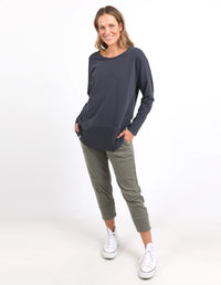 Rib Long Sleeve Tee - Navy