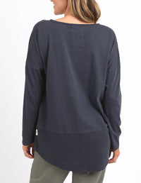 Rib Long Sleeve Tee - Navy