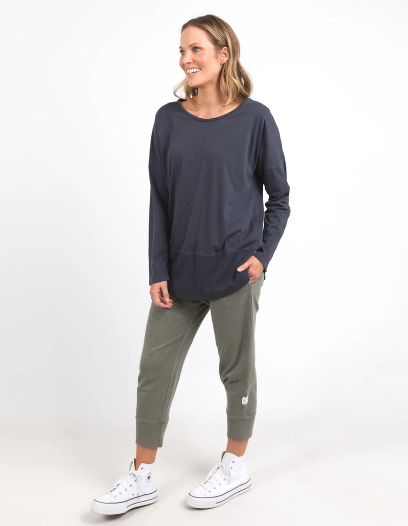 Rib Long Sleeve Tee - Navy