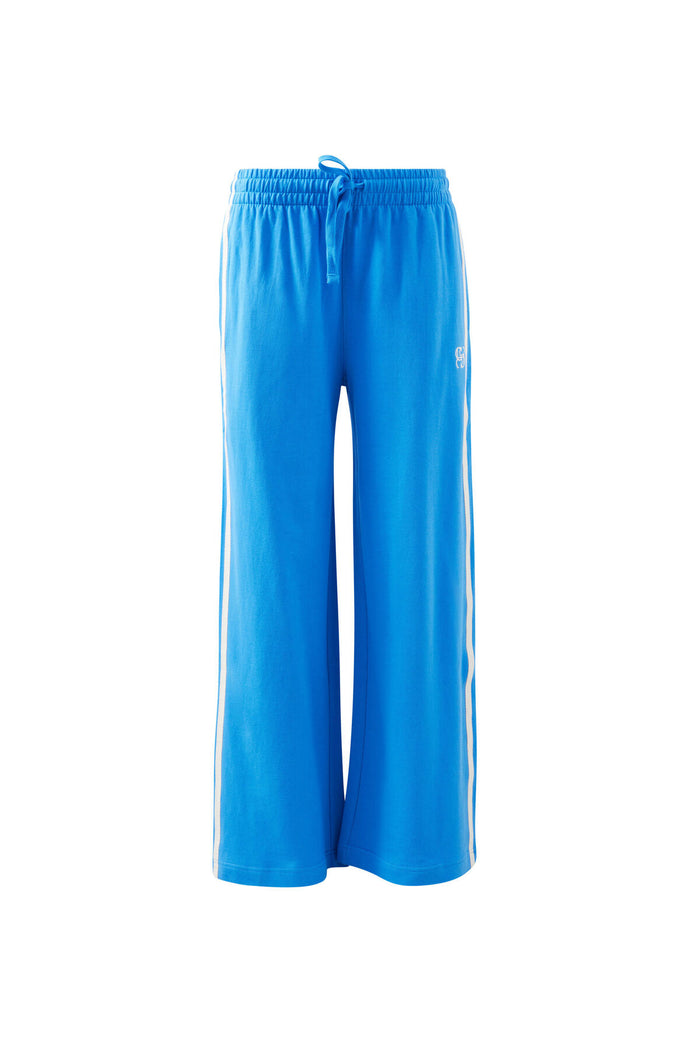 Gigi Wide Leg Terry Trackpant - Marine Blue Side Stripe