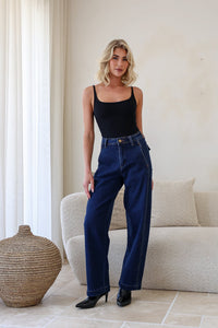 Stretch Barrel Jeans - Mid Blue Denim