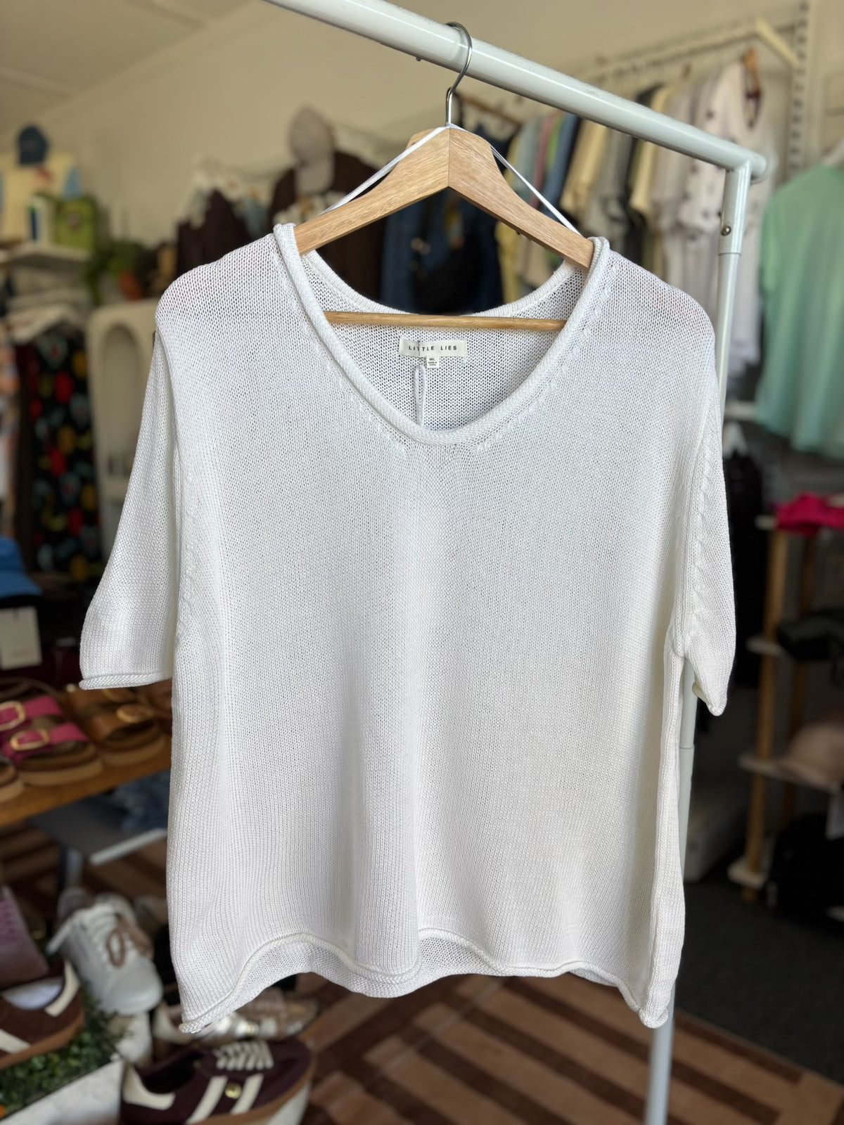 Scoop Neck Spring Tee - White