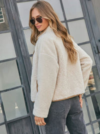 Two Way Reversible Teddy Jacket - Tan/Natural