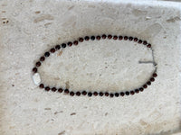 Brown Beaded Necklace Silver 6mm