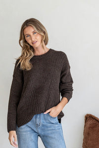 Oslo Rib Detail Knit - Chocolate